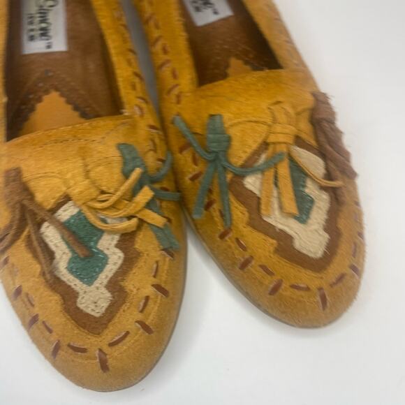 Vintage leather L J Simone New York loafers shoes flats 7 tassel boho - Picture 3 of 11